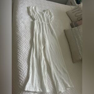 Zara Textured White Jumpsuit